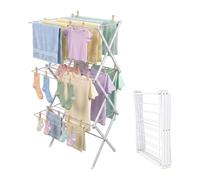 Relaxdays Tendedero Plegable, 27 Barras, Blanco | 115 x 53,5 x 52 cm (AlxAnxF), metal, torre