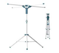 Relaxdays Tendedero, Plegable, Ajustable en Altura, 80-200 cm, 4 Varillas, Camping, tendedero, Blanco/Azul