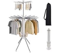 Relaxdays Tendedero Plegable con Bolsa, Al x ∅: 180x112 cm, Blanco/Gris