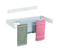 Relaxdays Tendedero de Pared, Plegable, 15x100x50cm, Interior, y Exterior Tenderete Ahorra Espacio, Secador Ropa, Blanco, L