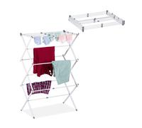 Relaxdays Tendedero Plegable, 11 Varillas, 6 Niveles, 105 x 73 x 37 cm, Tenderete Tipo Torre Extensible, Metal, Blanco