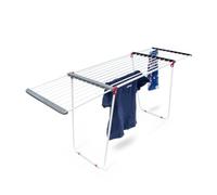 Relaxdays Tendedero Plegable, Soporte Secar Ropa Extensible de Pie, Hierro, 18m Largo de tendido, 91x63x199 cm, Blanco