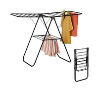 Relaxdays Tendedero Plegable, Tenderete Colada 2 Alas, 2 Niveles para Tender Ropa, 93 x 136 x 58 cm, Negro, Madera, 93x136x58 cm