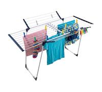 Relaxdays Tendedero Plegable y Extensible, 96,5x98-161,5x95 cm, Blanco/Azul