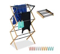 Relaxdays Tendedero torre plegable marrón claro,negro