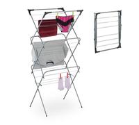 Relaxdays Tendedero Torre Plegable, Tendal con 18 Barras, 136 x 62 x 51 cm, Tenderete para Interiores, Metal, Gris, Hierro