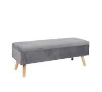 Relaxdays Terciopelo, con Almacenamiento, 40 x 110 x 40 cm, Patas de Madera, Banco tapizado, Gris Oscuro, Tablero de Fibras