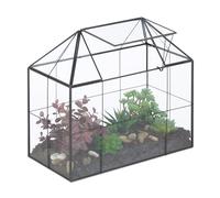 Relaxdays Terrario Plantas, Cristal y Cobre, 27x30x15 cm, Casa Decorativa Vidrio para Cactus y Musgo, Terrarium, Negro, 20% 80%
