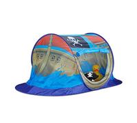 Relaxdays Tienda Campaña Infantil Barco Pirata, Pop Up, Interior y Exterior, Poliéster, 68 x 170 x 85 cm, Rojo-Azul