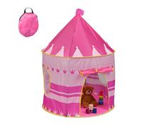 Relaxdays Tienda Campaña Infantil, Castillo de Cuentos, Princesa, Tipi de Juego, Casita de Tela Niños, 135x100cm, Rosa, Poliéster, 135 x 100 cm