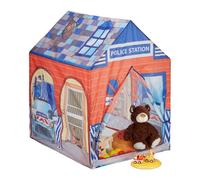 Relaxdays Tienda Campaña Infantil Comisaría Policía, Poliéster, Azul y Rojo, 102 x 72 x 95 cm