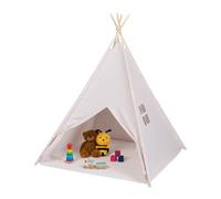 Relaxdays Tienda Campaña Infantil, Forma de Tipi, Niñas, con Suelo Incluido, 158 x 125 x 125 cm, Beige, Poliéster