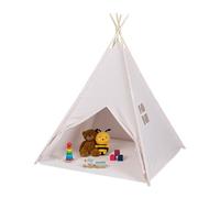 Relaxdays Tienda Campaña Infantil, Forma de Tipi, Niñas, con Suelo Incluido, 158 x 125 x 125 cm, Beige, Poliéster