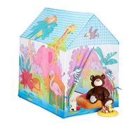 Relaxdays Tienda Campaña Infantil Jungla, Poliéster, Azul y Rojo, 102 x 72 x 95 cm