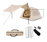 Relaxdays Tienda de campaña automática 3-4 Personas, Beige | montaje rápido, protección UV, con toldo, 155x240x240 cm