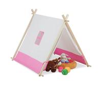 Relaxdays Tienda de campaña tipi rosa blanco,marrón claro,fucsia