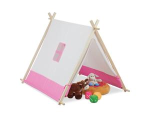Relaxdays Tienda de campaña tipi rosa blanco,marrón claro,rosa
