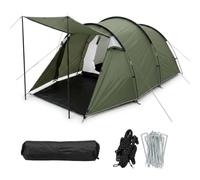 Relaxdays Tienda túnel 2-3 pers., 2 Compartimentos, Porche y toldo, Impermeable, 150x420x200 cm, Camping, Verde