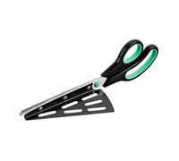 Relaxdays Tijeras Cortapizzas con Pala, Acero Inoxidable, Negro y Verde, 8 x 8 x 27 cm