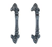 Relaxdays Tiradores de Muebles Antiguos, 2 Manijas Puertas Armarios y Cajones, Hierro Fundido, 20cm, Gris