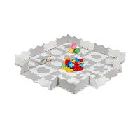 Relaxdays Alfombra Puzle 52 Piezas, Goma EVA, Libre de Sustancias Nocivas, 1,4m², Suelo Juego, Niños, Bebés, Gris/Blanco, Set de 16