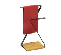 Relaxdays Toallero 2 brazos para encimera marrón claro,negro