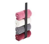 Relaxdays Toallero de Pared Adhesivo, Soporte Toallas sin Taladro 36 cm, Portatoallas sin Perforar, Baño, Acero, Negro, Inoxidable