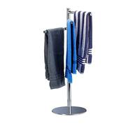 Relaxdays Toallero Baño Giratorio con 3 Barras, Acero Inoxidable, Plateado, 90 x 52 x 30,5 cm