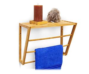 Relaxdays - Toallero Colgante con 3 Barras de bambú, 30 x 42 x 20 cm, 0.6 Kg, Color Natural