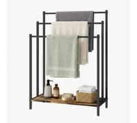 Relaxdays Toallero con balda marrón oscuro,negro