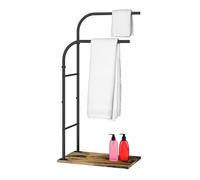 Relaxdays Toallero ind. con repisa marrón oscuro,negro