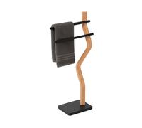 Toallero Relaxdays, (H x A x F): 86 x 37 x 18 cm, Metal, Madera, 2 Varillas, Soporte de Toallas, baño, Negro/Natural