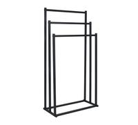 Relaxdays, HxBxT: 86 x 44 x 21 cm, Metal, 3 Barras, baño, toallero de pie, Negro, Hierro