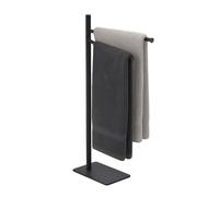 Toallero Relaxdays, HxBxT: 78 x 33,5 x 14 cm, Acero Inoxidable, 2 Barras móviles, Soporte de Toallas, Negro