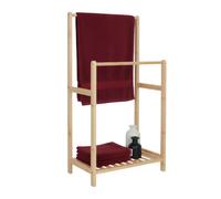 Relaxdays Toallero de bambú con 2 varas y estante marrón claro