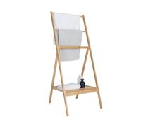 Relaxdays Toallero de bambú, Plegable, con Estante, 3 Barras, 112 x 55 x 44,5 cm, Soporte para Toallas, Color Natural