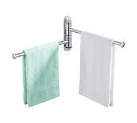 Relaxdays Toallero de Pared, 2 Brazos giratorios, Plateado