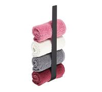 Relaxdays Toallero de Pared Adhesivo, Soporte Toallas sin Taladro 36 cm, Portatoallas sin Perforar, Baño, Acero, Negro