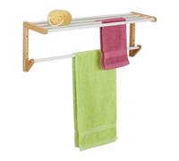 Relaxdays Toallero de Pared con 4 Barras, 25x70x20 cm, Colgador de Toallas para Ducha y Baño, Bambú, Natural y Blanco