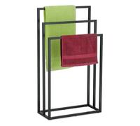 Relaxdays Toallero de Pie 3 Barras, Acero, 82,5 x 46 x 21 cm Aprox., Soporte de Toallas para Suelo de Baño, Color Negro