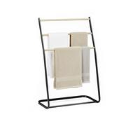 Relaxdays Toallero de pie, 3 Barras, para Toallas & Ropa, (Alto x Ancho x Fondo): 86 x 58 x 30 cm, Hierro, Negro