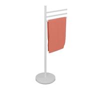 Relaxdays Toallero de Pie, 3 Brazos Giratorios, 85,5x42x22 cm, Soporte Toallas Baño y WC, Acero Inoxidable, Baño, Blanco