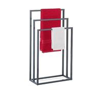 Relaxdays Toallero de Pie Acero 3 Barras, 83 x 46 x 21 cm, Soporte de Toallas Autónomo para Baño y Ducha, Antracita