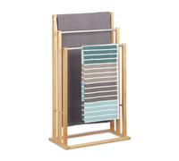 Relaxdays Toallero de Pie Bambú, con 3 Barras, Soporte para Toallas, Madera, Portatoallas, 84x48x26 cm, Marrón Natural