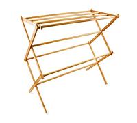 Relaxdays Toallero de Pie Bambú, Plegable, 73x74x36 cm, 8 Barras, Madera, Cuelga Toallas, Bayetas, Baño, Marrón Natural