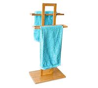 Relaxdays 10013083 Toallero de Pie Bambú, Soporte para Toallas 37 x 25 x 85 cm, Estante para Baño, Portatoallas, Color Natural, 37x25x85 cm