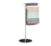 Relaxdays Toallero de Pie con 2 Barras, Acero-Cristal, Plateado, 85 x 46 x 30 cm