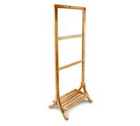 Relaxdays Toallero de Pie con 3 Barras, Balda de bambú, 105 x 40 x 27 cm, Madera Elegante para Baño, Color Natural, Handtuchhalter Bambus