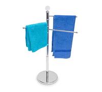 Relaxdays Toallero de pie con 3 Brazos móviles, Acero Inoxidable, 95 x 29 x 29 cm, 3.7 Kg, Color Plateado