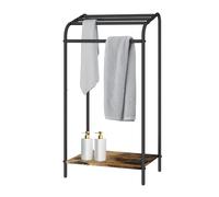 Relaxdays Toallero de pie con repisa, 79,5 x 41,5 x 28,5 cm, Industrial, 4 Barras, marrón/Negro